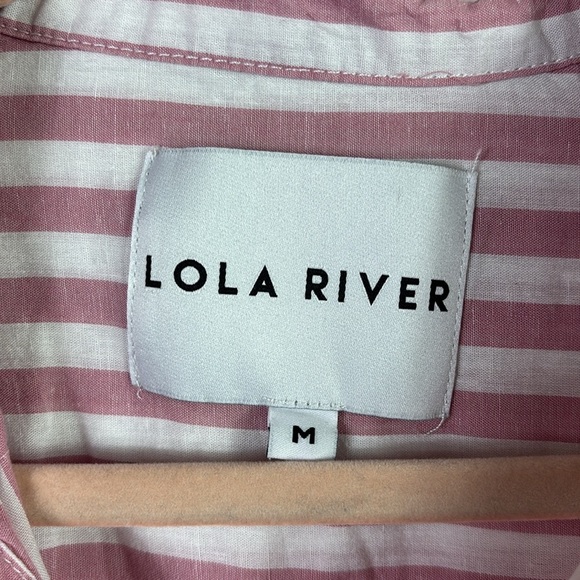 Lola River Short Sleeve Stripe Red White Button Down Shirt size Medium - Picture 4 of 7